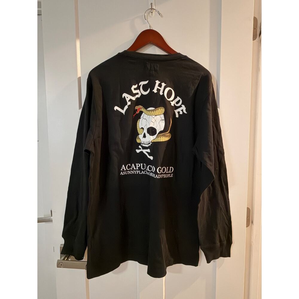 Acapulco Gold LAST HOPE Snake Skull Bones Black Longleeve Shirt Men LARGE NWOT - Picture 6 of 7